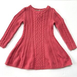Tommy Bahama Girls 2T Long Sleeve Sweater Dress Coral Cable Knit